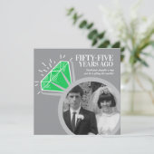55ste verjaardagsfeestje smaragden ring twee foto' kaart (Staand voorkant)