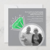 55ste verjaardagsfeestje smaragden ring twee foto' kaart (Achterkant)
