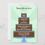 55ste Verjaardagsfeestje Uitnodigingstaart op Groe Kaart (Voorkant)