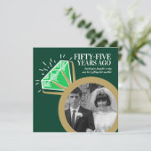 55th Anniversary Party Emerald Gold Ring Twee foto Kaart (Staand voorkant)