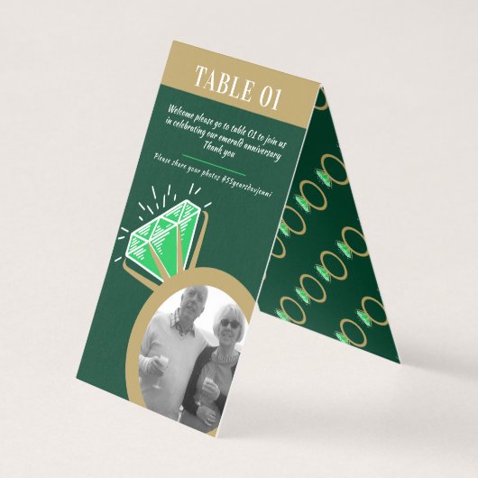 55th Anniversary Party Emerald Gold Ring Twee foto Kaart (Achterkant)