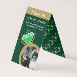 55th Anniversary Party Emerald Gold Ring Twee foto Kaart