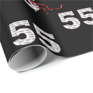 55th Birthday Balloon Bouquet Wrapping Paper Cadeaupapier
