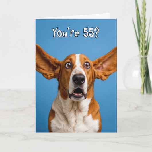 55th Birthday Basset Hound Dog Humor Kaart (Voorkant)