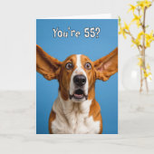 55th Birthday Basset Hound Dog Humor Kaart (Gele Bloem)