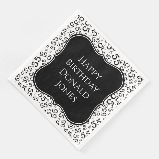 55th Birthday Black/White Bracket Number Pattern Servet (Hoek)