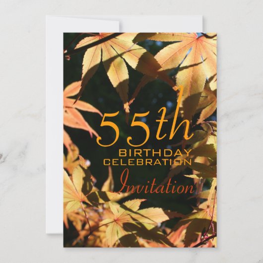 55th Birthday Celebration Autumn Custom Invitation Kaart (Voorkant)