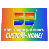 55th Birthday: Colorful, Fun Rainbow Pattern # 55 Groot Cadeauzakje (Voorkant)