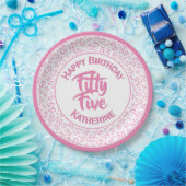 55th Birthday Cool Number Pattern Pink/White Papieren Bordje (Feest)