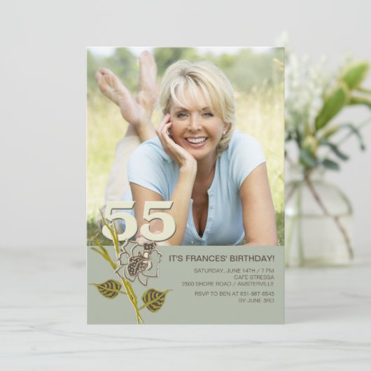 55th Birthday Foto Uitnodiging (Staand voorkant)