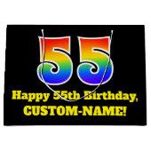 55th Birthday ~ Fun, kleurrijk, levendig, regenboo Groot Cadeauzakje (Voorkant)