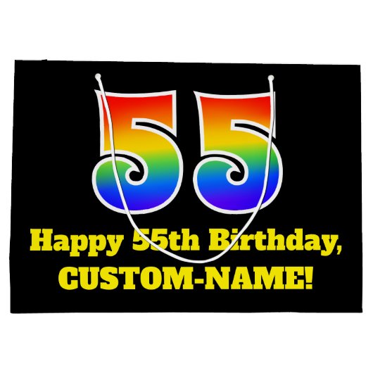 55th Birthday ~ Fun, kleurrijk, levendig, regenboo Groot Cadeauzakje (Achterkant)