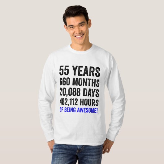 55th Birthday // Funny Mannen's Birthday Countdown T-shirt (Voorkant volledig)