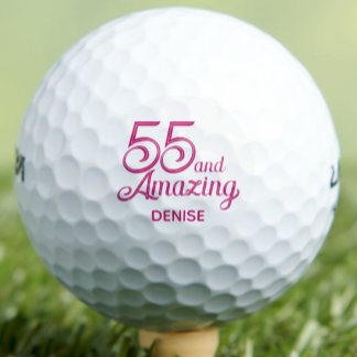 55th Birthday Gift Fun Pink Custom Name Golfballen