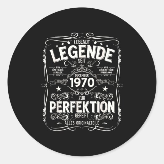 55th Birthday Gift Men Women Legend December 1970  Ronde Sticker (Voorkant)