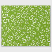 55th Birthday Green/White Random Number Pattern 55 Cadeaupapier (Vlak)