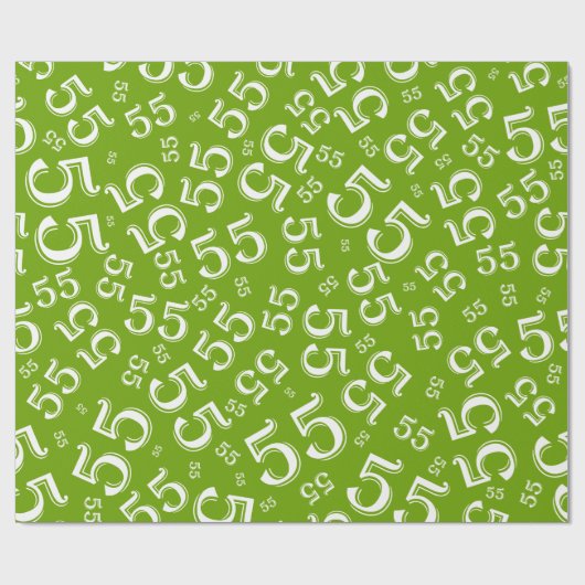 55th Birthday Green/White Random Number Pattern 55 Cadeaupapier (Vlak)