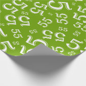 55th Birthday Green/White Random Number Pattern 55 Cadeaupapier (Hoek)