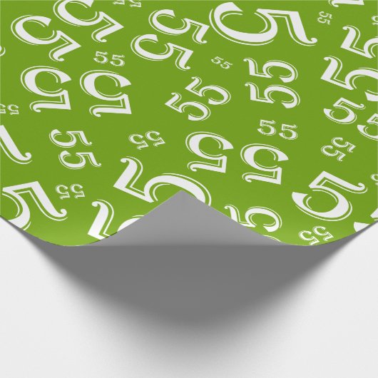 55th Birthday Green/White Random Number Pattern 55 Cadeaupapier (Hoek)