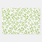 55th Birthday Green/White Random Number Pattern 55 Inpakpapier Vel (Voorkant 2)