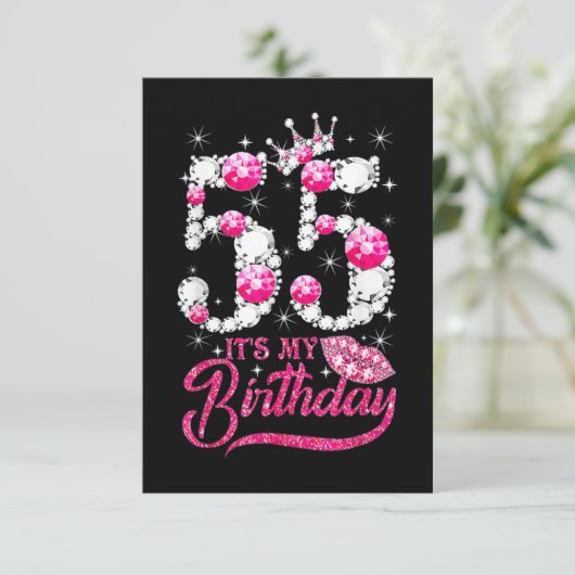 55th Birthday High Hiel Shoes Crown Diamond Kaart (Staand voorkant)