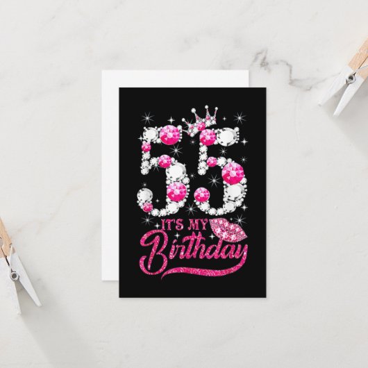 55th Birthday High Hiel Shoes Crown Diamond Kaart (Voorkant / Achterkant in situ)