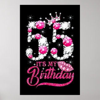 55th Birthday High Hiel Shoes Crown Diamond Poster