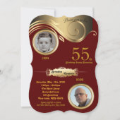 55th, Birthday Man age, art deco, Bordeaux gold Kaart (Voorkant)