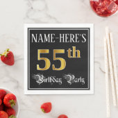 55th Birthday Party — Fancy Script, Faux Gold Look Servet (Insitu)