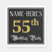 55th Birthday Party — Fancy Script, Faux Gold Look Servet (Voorkant)