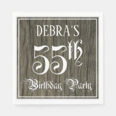 55th Birthday Party — Fancy script, Faux Wood Kijk Servet (Voorkant)