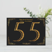 55th Birthday party, Gatsby styl, zwarte gouden gl Kaart (Staand voorkant)