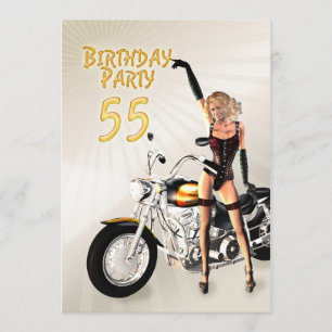 55th Birthday party Invitation Kaart
