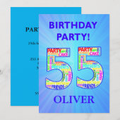 55th Birthday Party Uitnodiging voeg een naam toe (Voorkant / Achterkant)