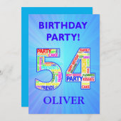 55th Birthday Party Uitnodiging voeg een naam toe (Voorkant / Achterkant)