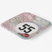 55th Birthday Red Retro Truck op Road Map Papieren Bordje (Gebogen)