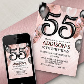 55th Birthday Roos Gouden Ballonnen Uitnodiging