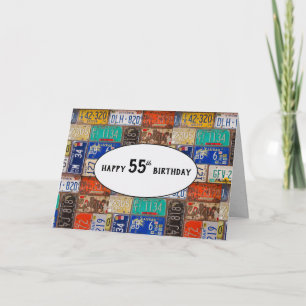 55th Birthday Rusty Licence Borden Card Kaart
