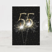 55th Birthday Sparkler op zwart Kaart (Voorkant)
