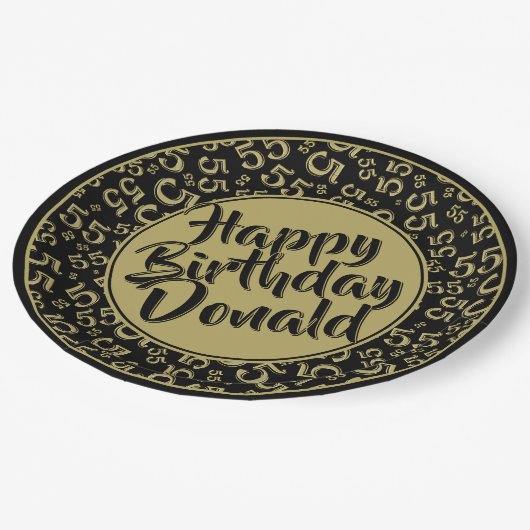 55th Black/Gold Random Number Pattern Papieren Bordje (Gekanteld)