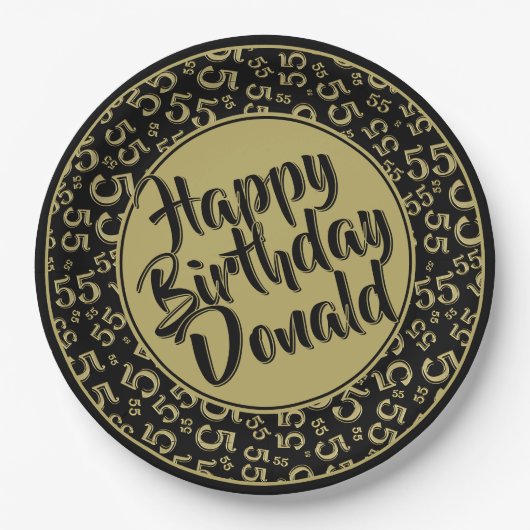 55th Black/Gold Random Number Pattern Papieren Bordje (Voorkant)