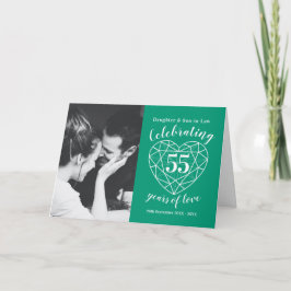 55th Bruiloft Jubileum smaragd groen hart Kaart