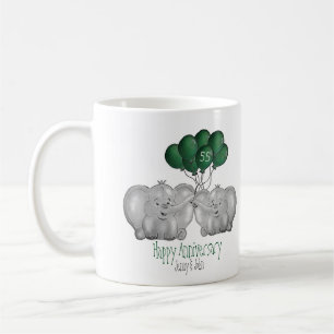 55th Emeral Bruiloft Jubileum schattige olifant Koffiemok