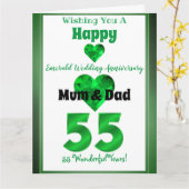 55th Emerald Wedding Jubileum Kaart mama en papa (Gele Bloem)