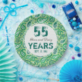 55th Emerald Wedding Jubileum Paisley Pattern Papieren Bordje (Feest)