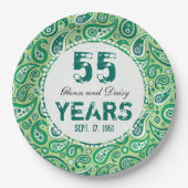 55th Emerald Wedding Jubileum Paisley Pattern Papieren Bordje (Voorkant)