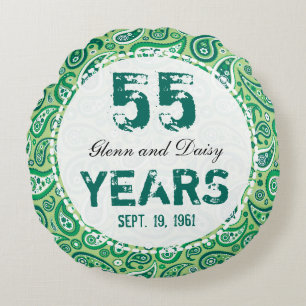 55th Emerald Wedding Jubileum Paisley Pattern Rond Kussen