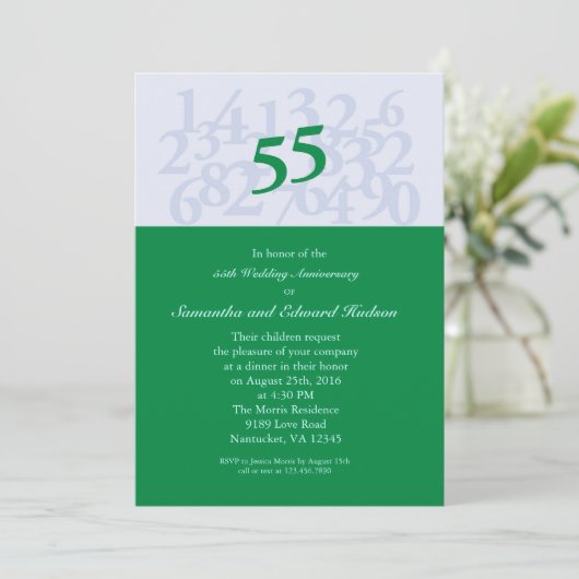 55th Emerald Wedding Jubileum Uitnodiging (Staand voorkant)