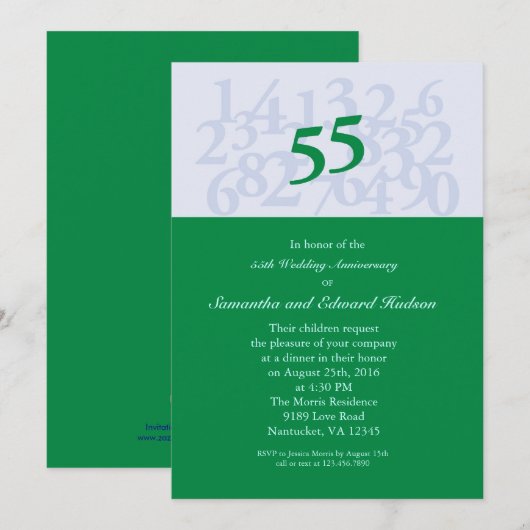 55th Emerald Wedding Jubileum Uitnodiging (Voorkant / Achterkant)
