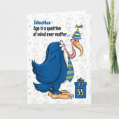 55th Funny Birthday Blue Buzzard met Name Kaart (Voorkant)